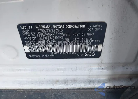 2018 Mitsubishi Outlander Le z USA, uszkodzony, nr VIN JA4AD3A36JZ019405